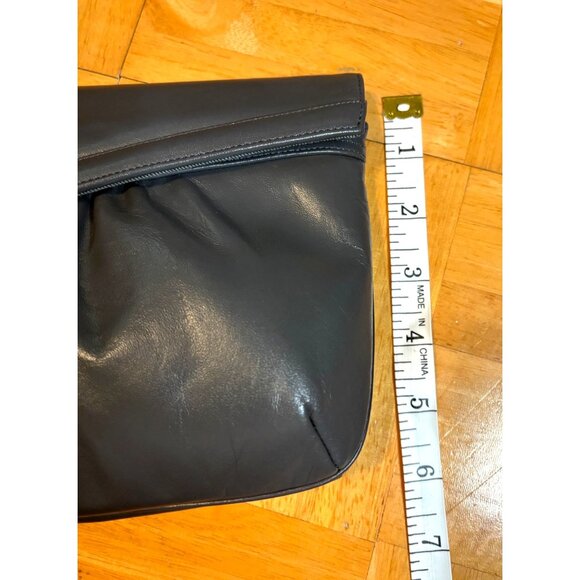 Vintage Morris Moskowitz Clutch Purse Gray Genuine Leather Flap Front Handbag - Picture 7 of 7